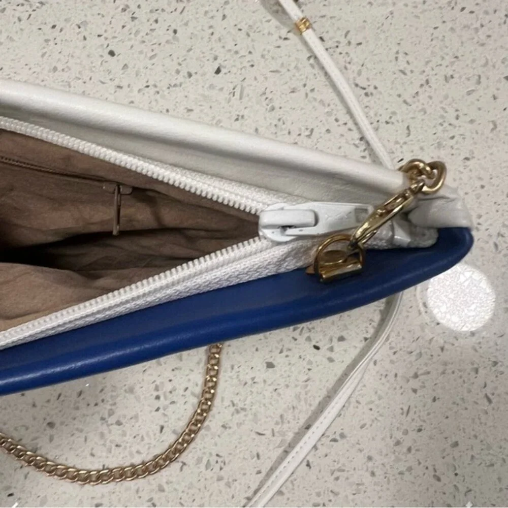 VINTAGE 90s Leather Colorblock Crossbody Bag or Clutch wTWO Detachable Straps - Picture 6 of 10